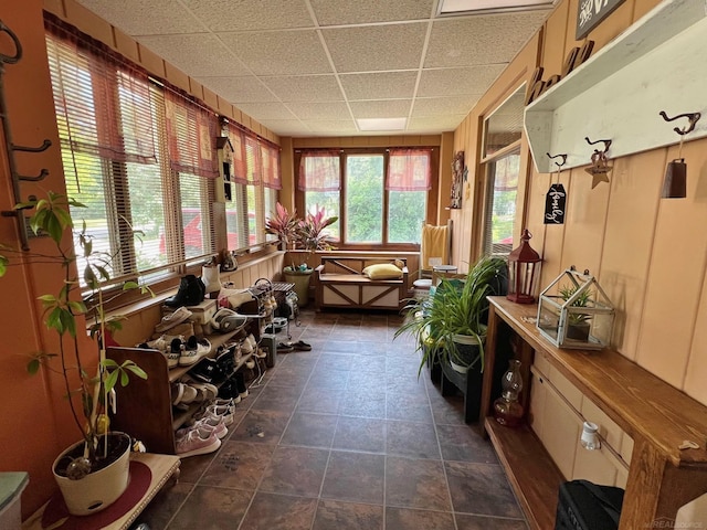 sunroom with a drop ceiling