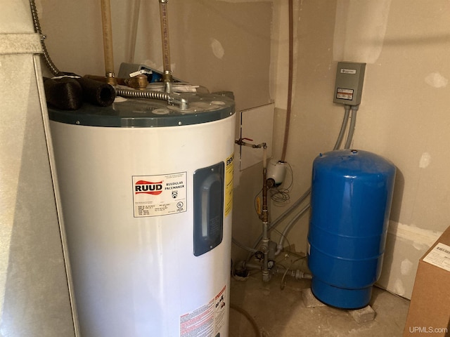 utility room with electric water heater