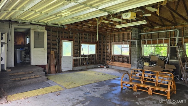 interior space with a garage door opener