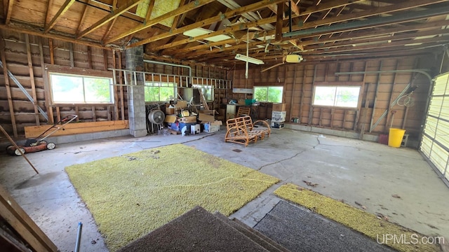 garage with a garage door opener