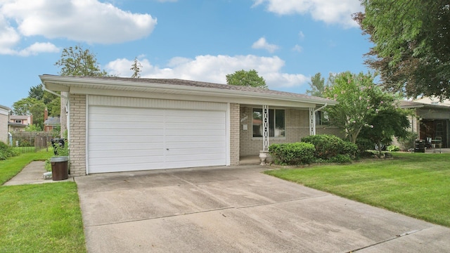 ranch-style house with a front lawn and a garage