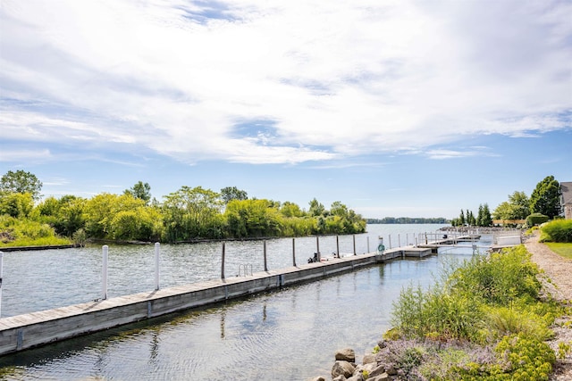 view of dock featuring a water view