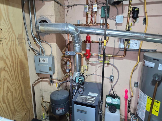 utility room with gas water heater