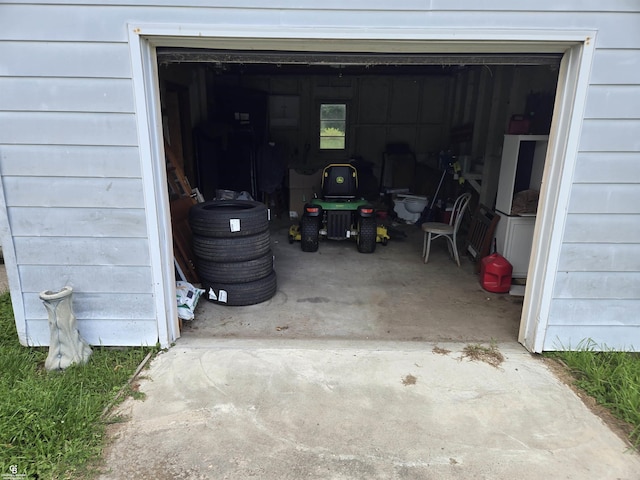 view of garage