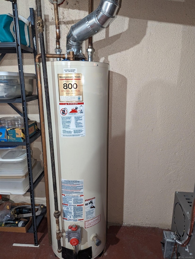 utility room with water heater