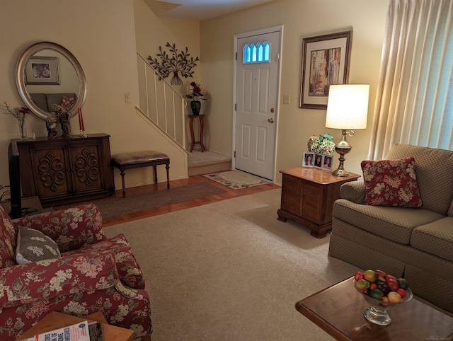 living room with carpet