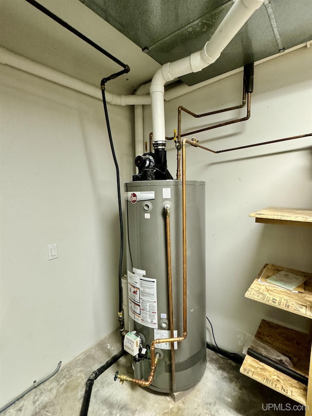 utility room with water heater