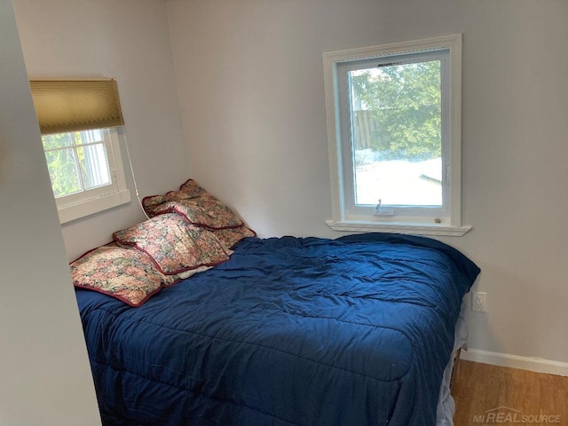 bedroom with wood-type flooring