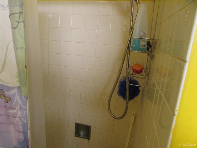 interior details featuring tiled shower