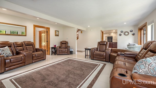 view of tiled living room