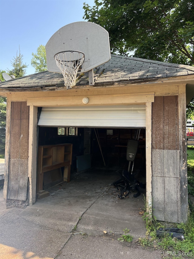 view of garage