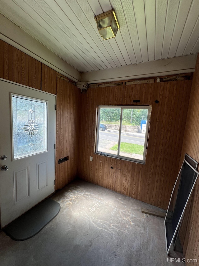 interior space with wood walls