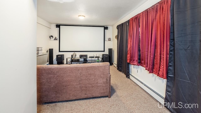 cinema room with baseboard heating