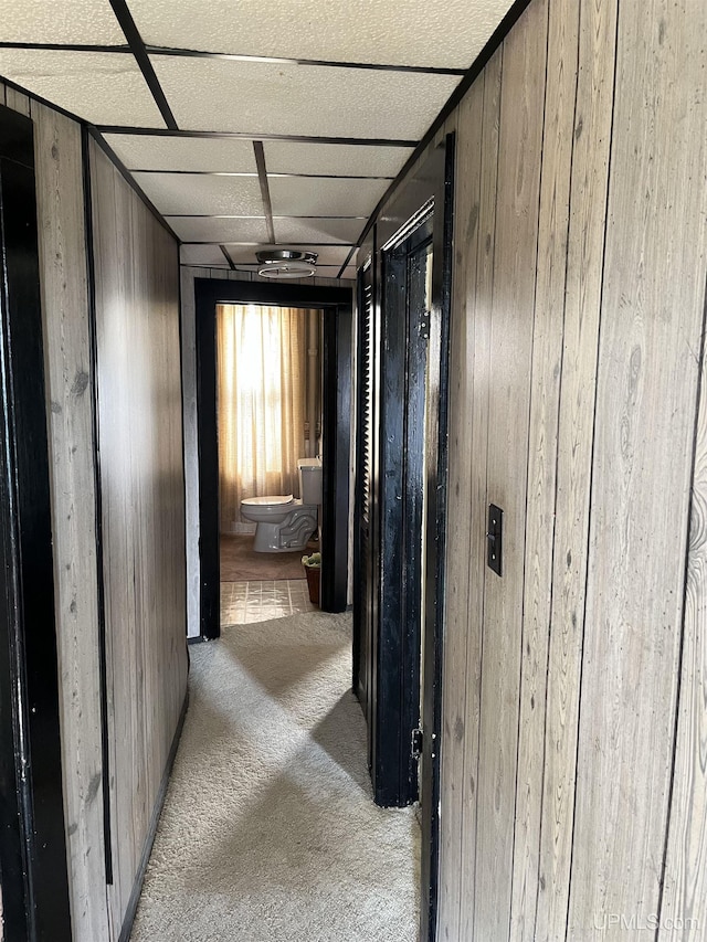 501 E N St, Ishpeming, MI 49849 - corridor featuring wood walls and carpet floors