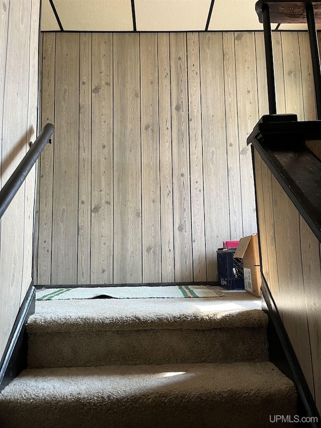 501 E N St, Ishpeming, MI 49849 - staircase with wood walls