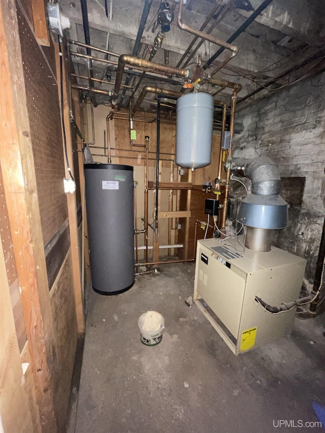 utility room with water heater