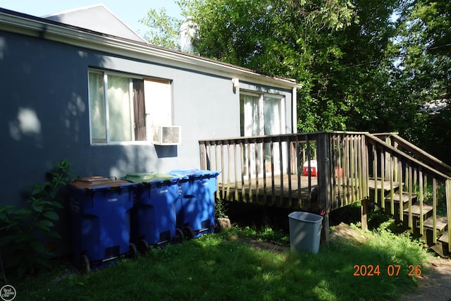 exterior space featuring a wooden deck