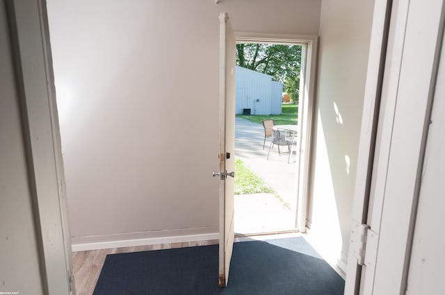 doorway to outside featuring light hardwood / wood-style floors