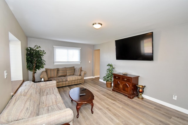 living room with light wood-type flooring