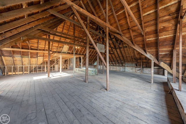 view of unfinished attic