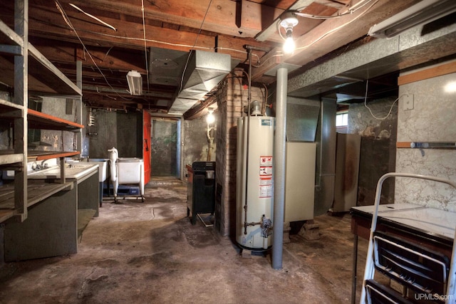 basement featuring water heater