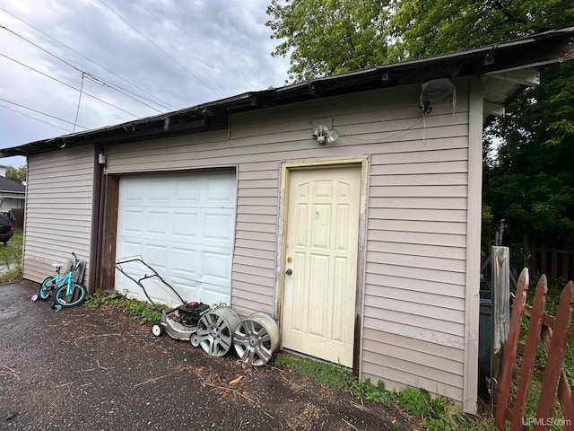 view of garage