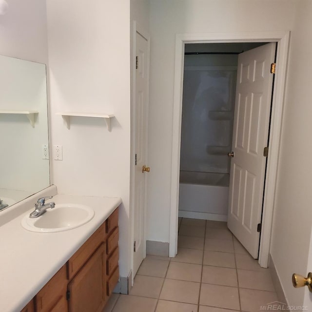 bathroom featuring tile patterned flooring and vanity