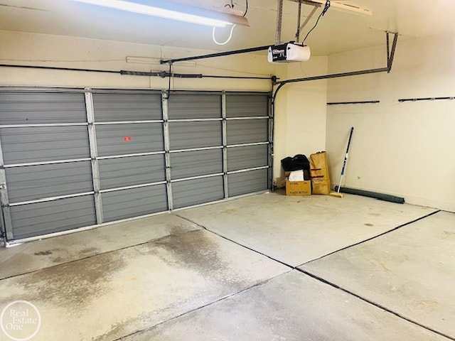 garage with a garage door opener