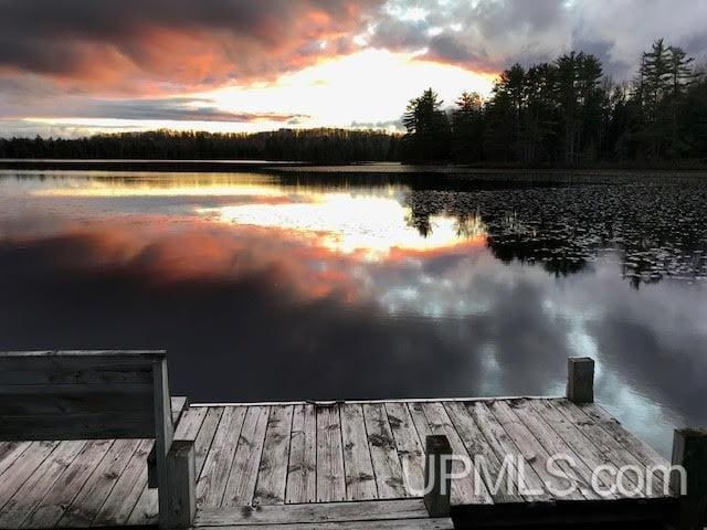 view of dock featuring a water view