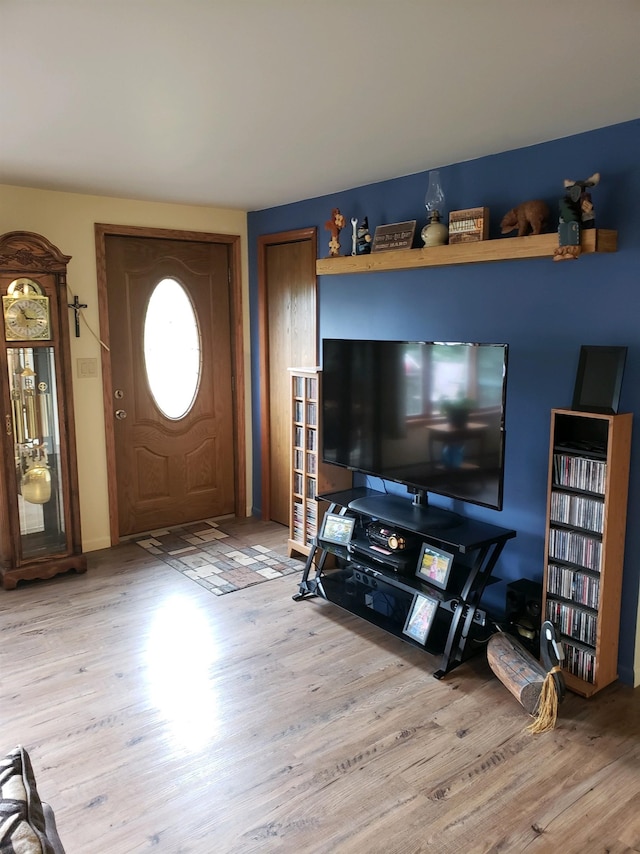 living room featuring light wood-type flooring