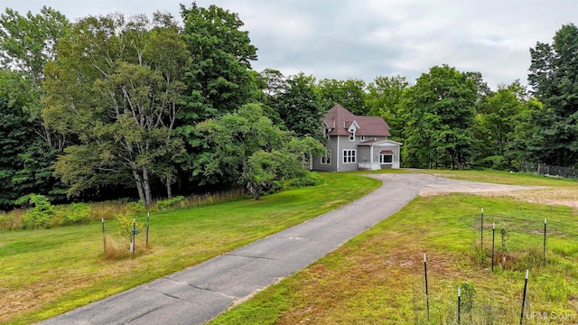 view of front of home with a front yard