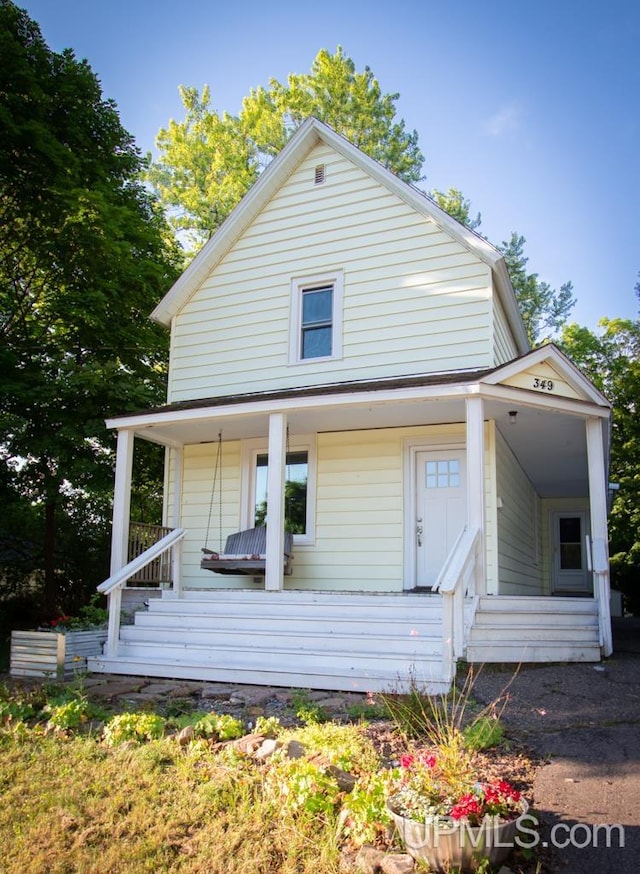 view of front of property with a porch