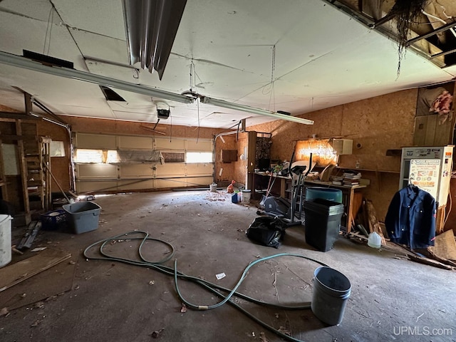 garage with a garage door opener