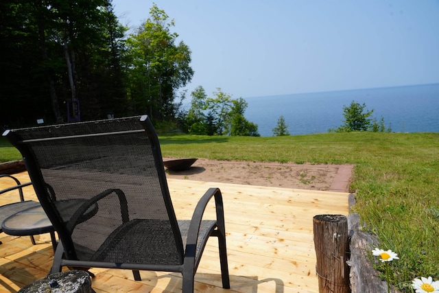 view of patio / terrace featuring a water view