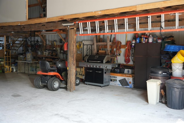 garage featuring a workshop area