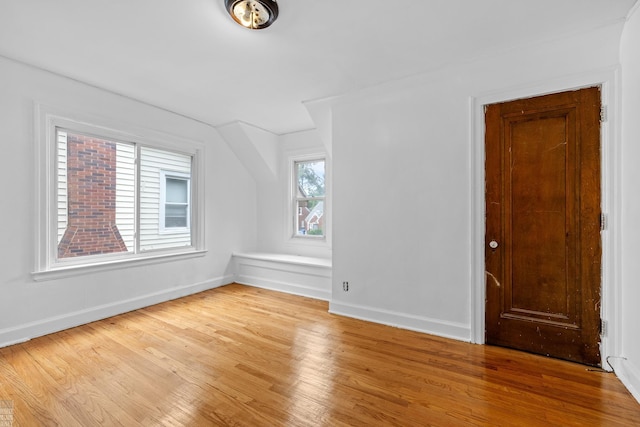 additional living space featuring light wood-type flooring