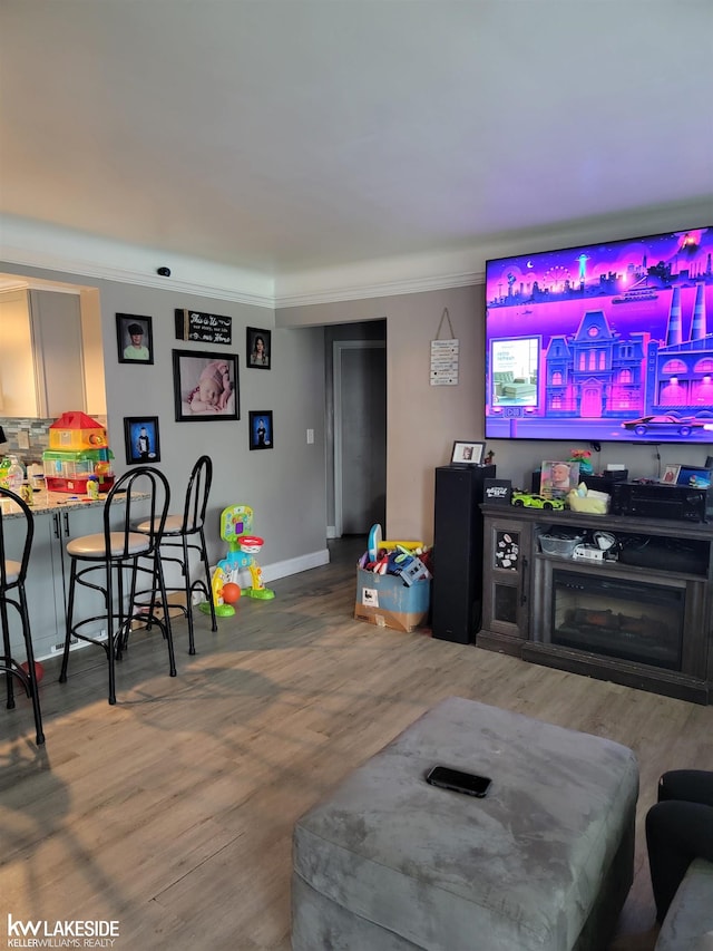 living room with wood-type flooring