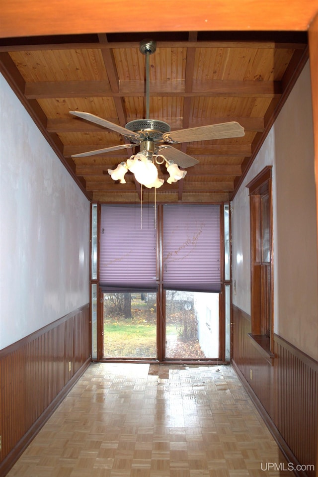 interior space with a ceiling fan