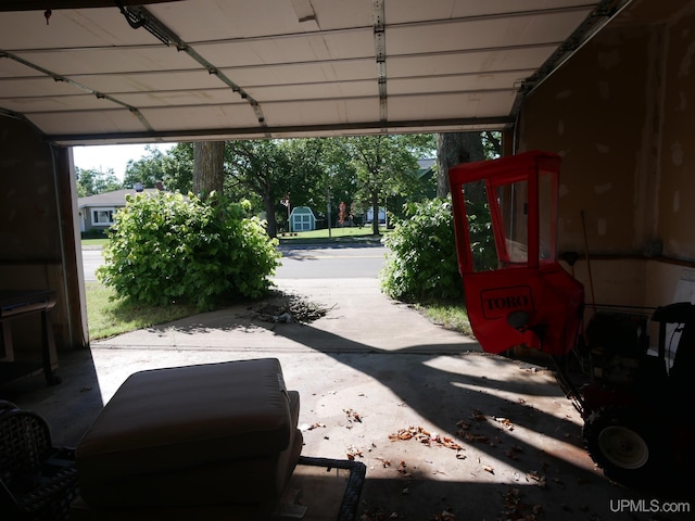 view of garage