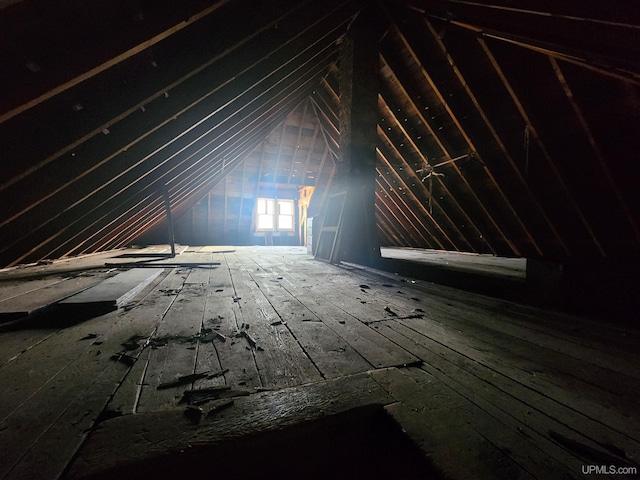 view of unfinished attic