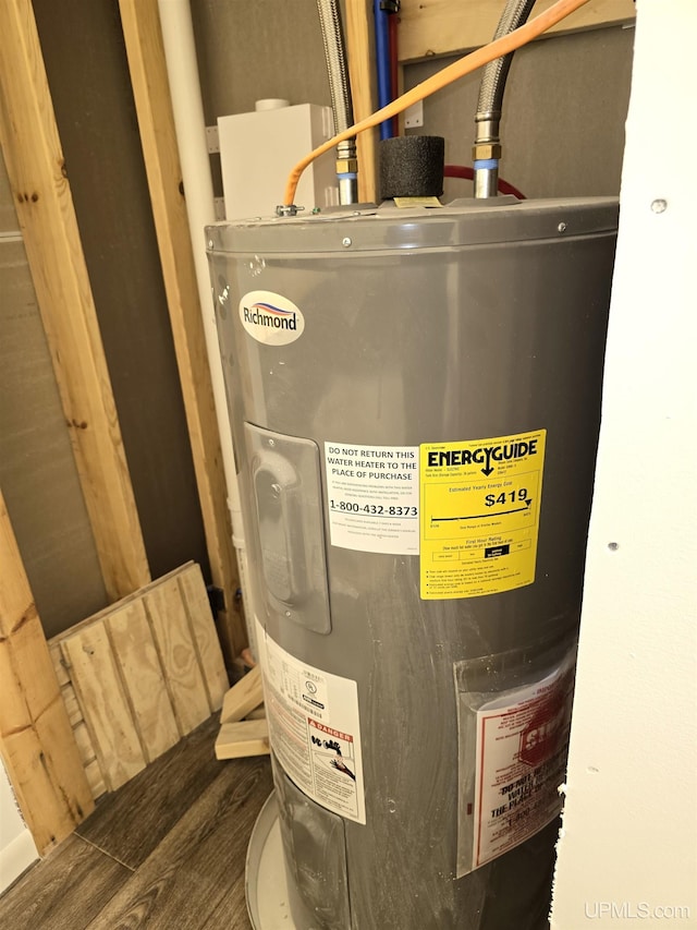 utility room featuring water heater