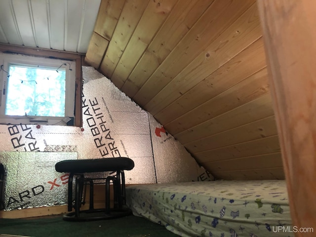 unfurnished bedroom with lofted ceiling