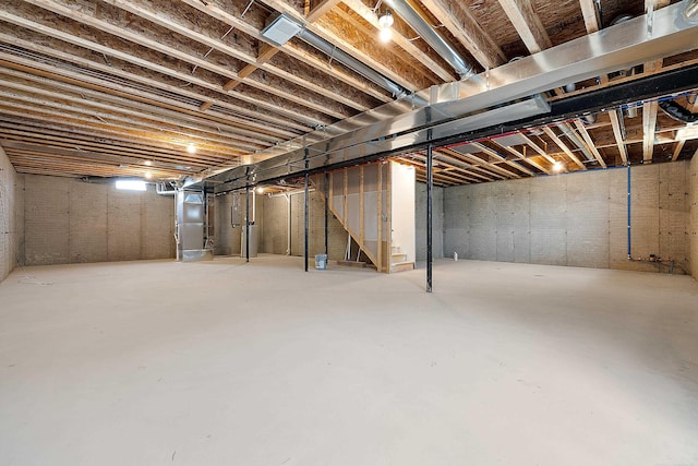 basement with heating unit