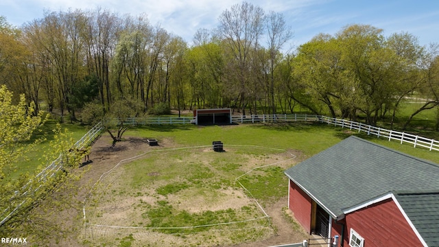 bird's eye view with a rural view