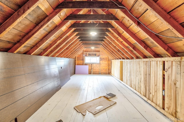 view of unfinished attic