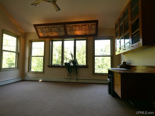 interior space with a wealth of natural light and ceiling fan