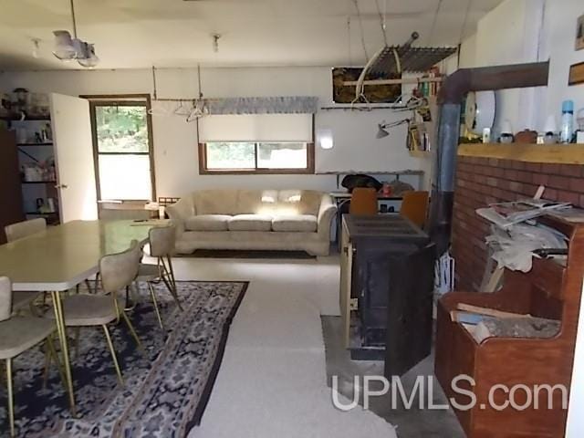 interior space featuring finished concrete flooring