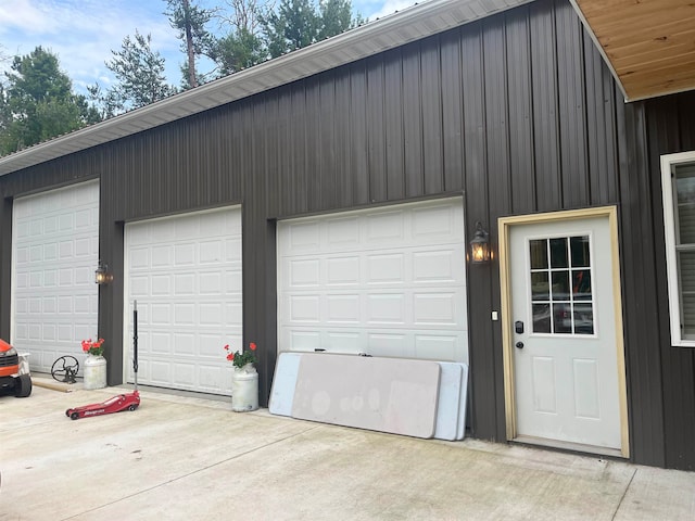 garage with wooden walls