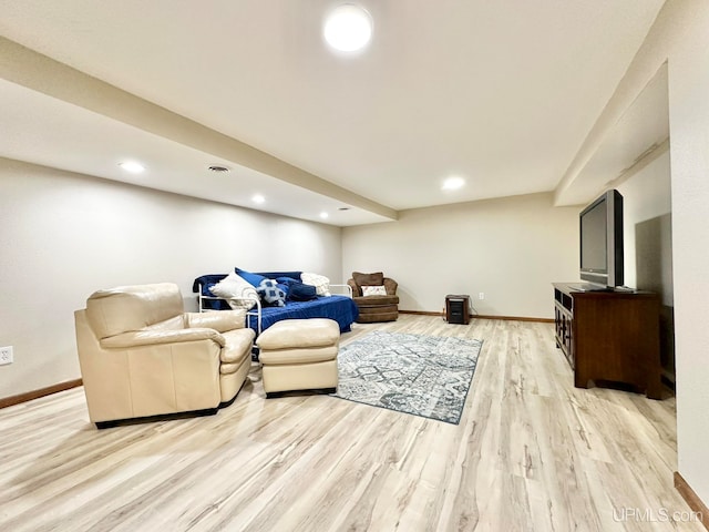 living room featuring light hardwood / wood-style floors