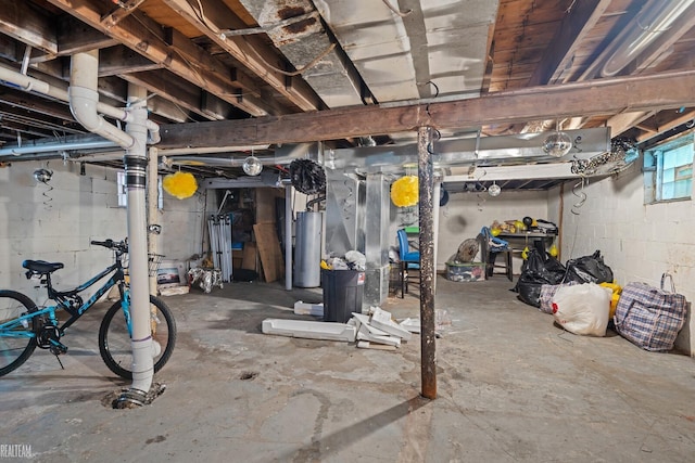 basement with gas water heater